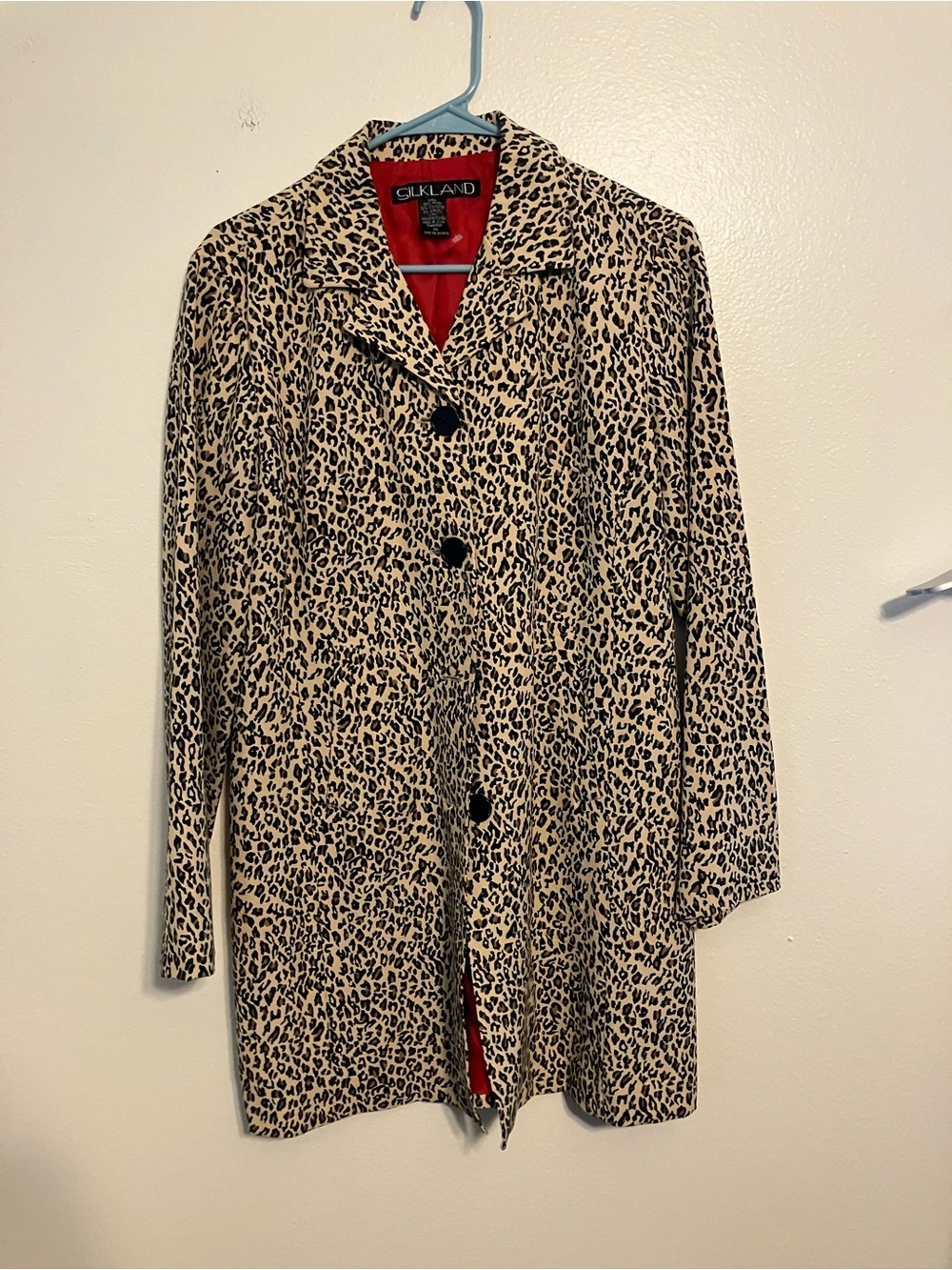 SilkLand Leopard Print Trench Coat - Beige and Black